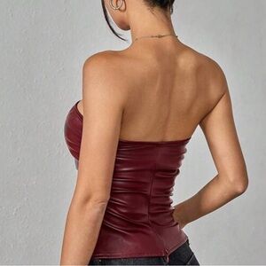 Elegant Burgundy Strapless Top
